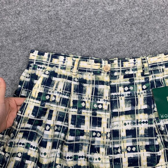 Vintage Reebok Shorts Women 14 Multi Madras Slash Pocket High Rise Retro Culotte - Picture 3 of 12